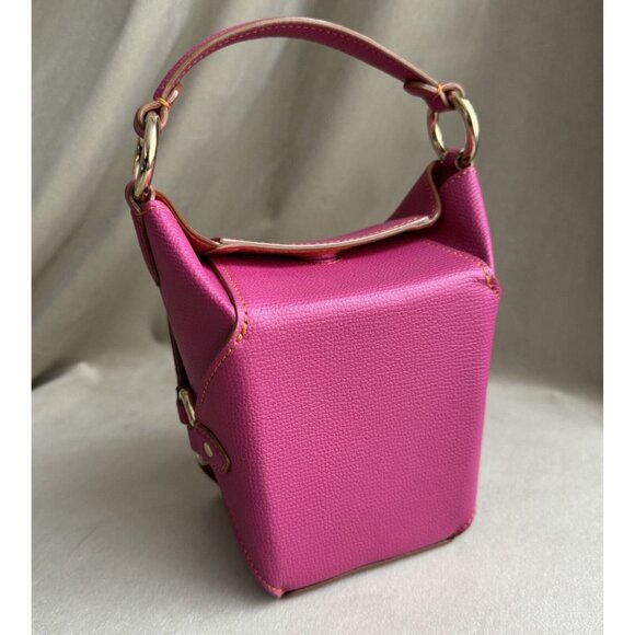 BNWT Jeff Wan Fuchsia Pink Lunch Box Purse W Long Strap - Picture 6 of 10